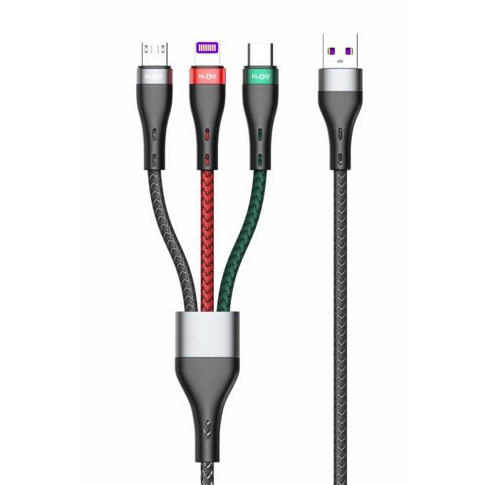 [HE1740] Cable múltiple 3en1, micro USB, USB-C y USB-Ligthning, KLGO en caja