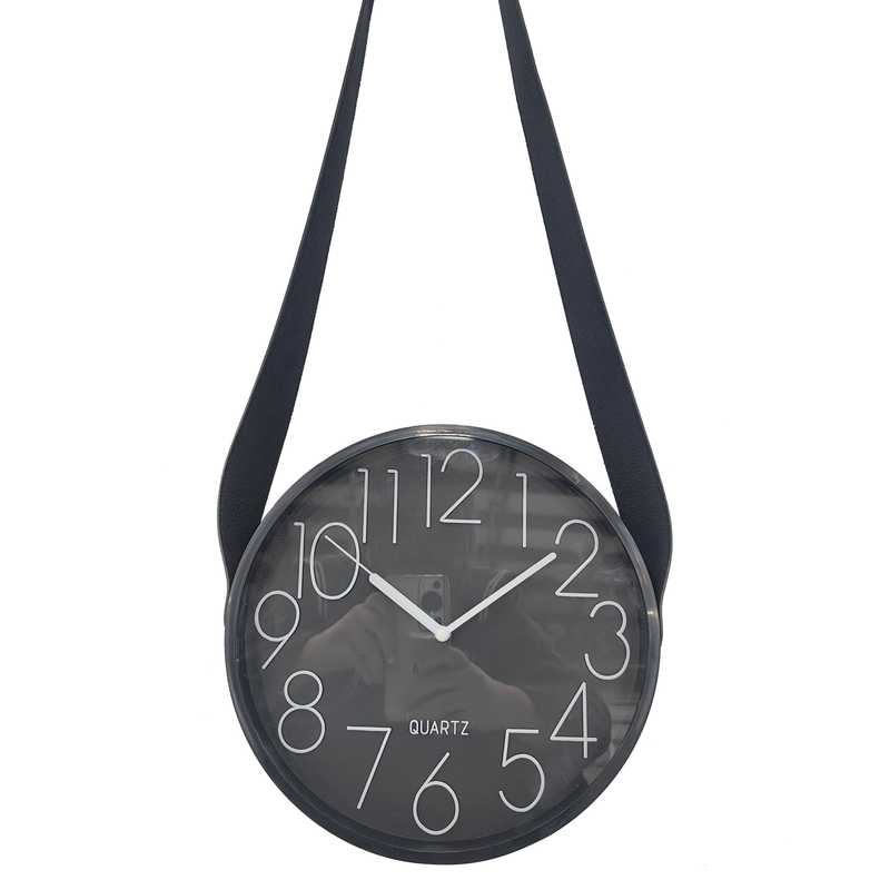 Reloj de pared, 25cm de diámetro, con correa PU, en caja