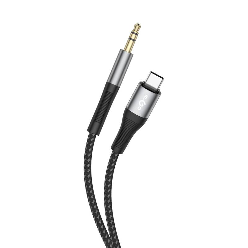 [HE1844] Cable auxiliar para audio 1m con entrada USB-C, varios colores, KLGO en caja