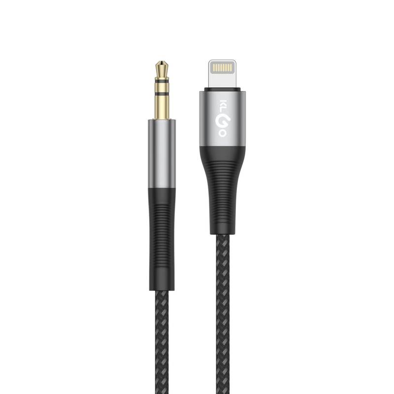 Cable auxiliar para audio 1m con entrada USB-Lightning, varios colores, KLGO en caja