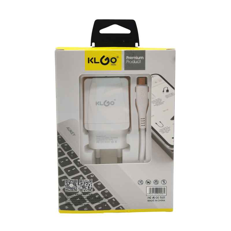 [HE1857] Cargador rápido con cable de alta velocidad salida mini USB, KLGO en caja
