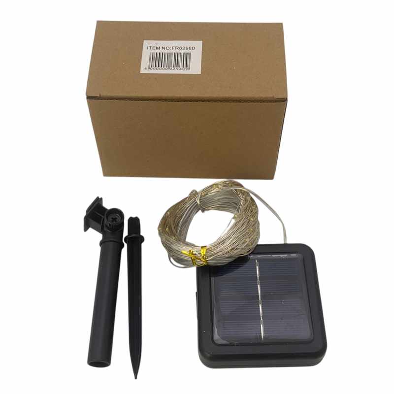 Luces led x100 luciérnagas alambre con panel solar, 20m en caja