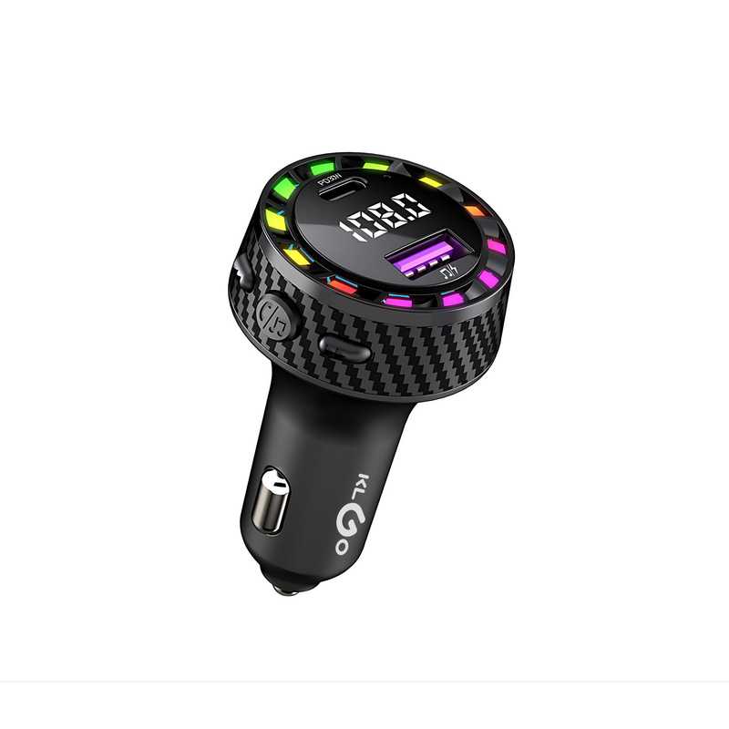 [HE1925] Cargador para auto, 2 entradas, USB-C, con bluetooth, 45W, KLGO, en caja
