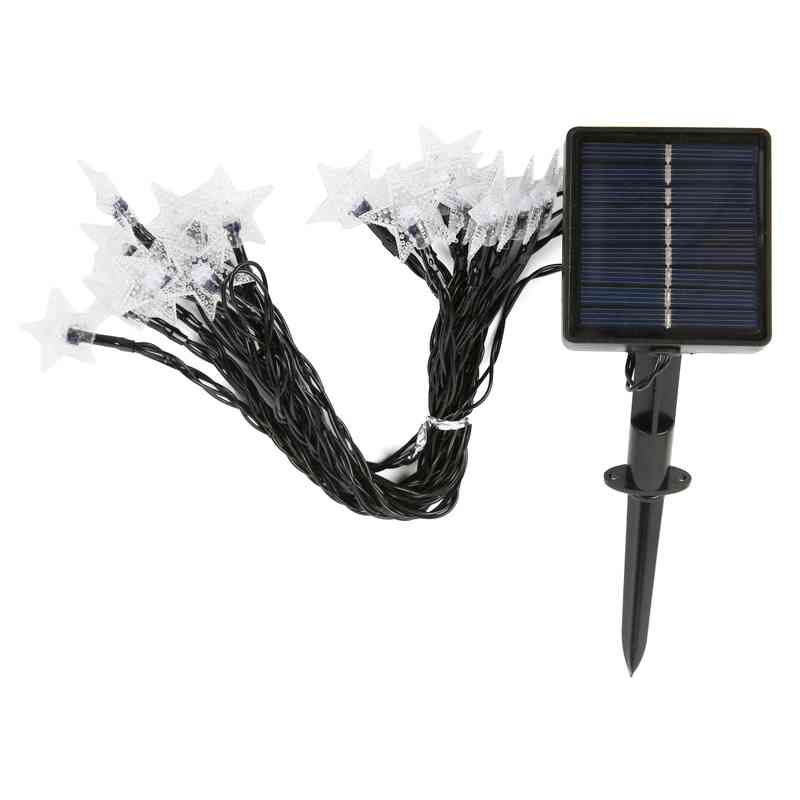 Luces led cálidas, guía de 20 estrellas de plástico, recarga solar, en bolsa