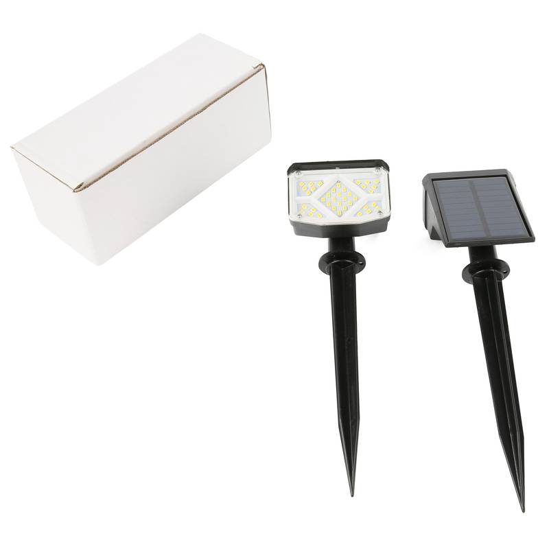 [HE2112] Lámpara 36 led x2 pincho para jardín, recarga solar, en caja