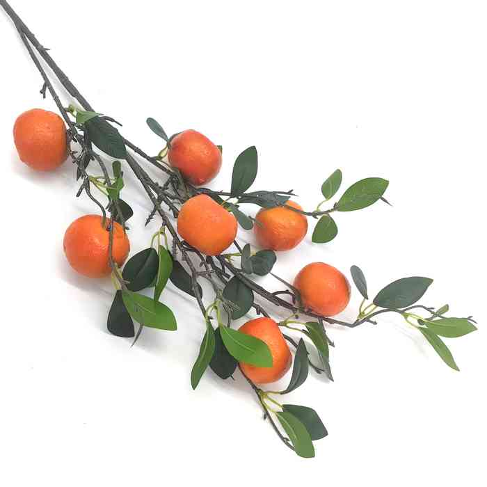 [HF0340] Adorno rama de árbol con mandarinas de plástico