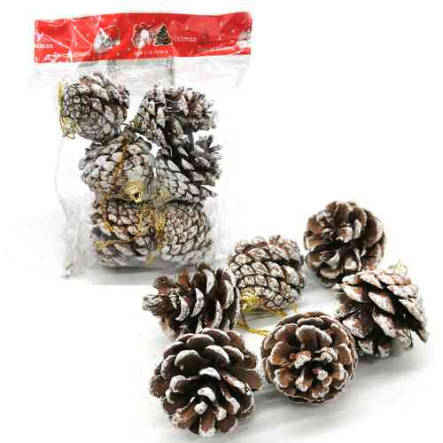 Adorno navideño piñas x6, en bolsa