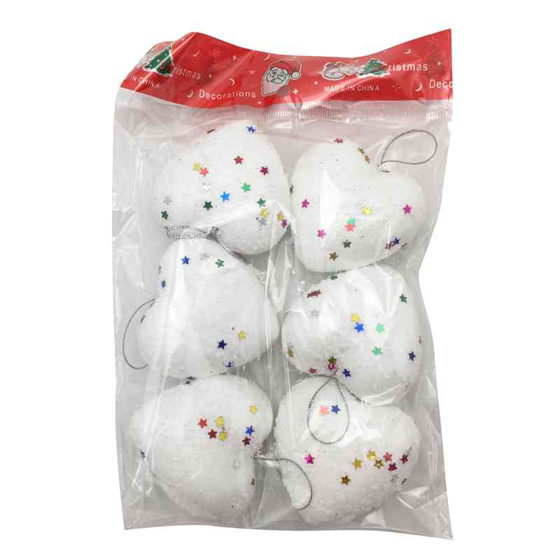 [HN0423] Adorno navideño corazón x6, en bolsa