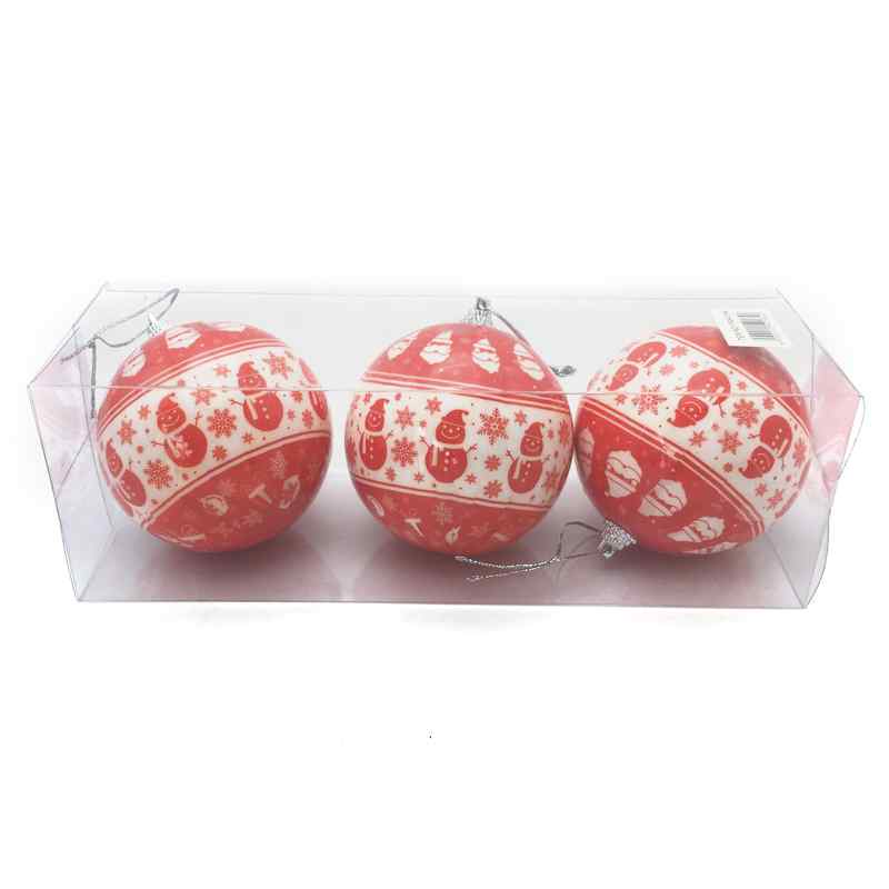 [HN0436] Bolas navideñas x3 7cm, con diseño, en caja