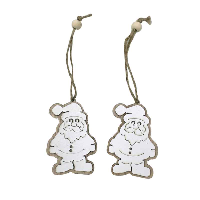 [HN0487] Adorno navideño de madera, Papá Noel x2, en bolsa
