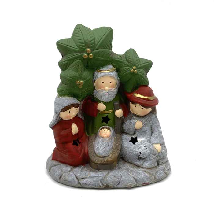 [HN0549] Pesebre 5 figuras, con luz, en caja