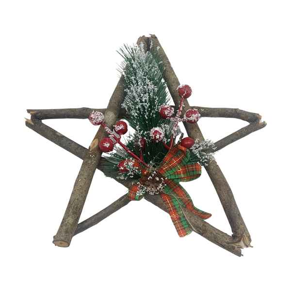 Adorno navideño estrella de madera para colgar, en bolsa