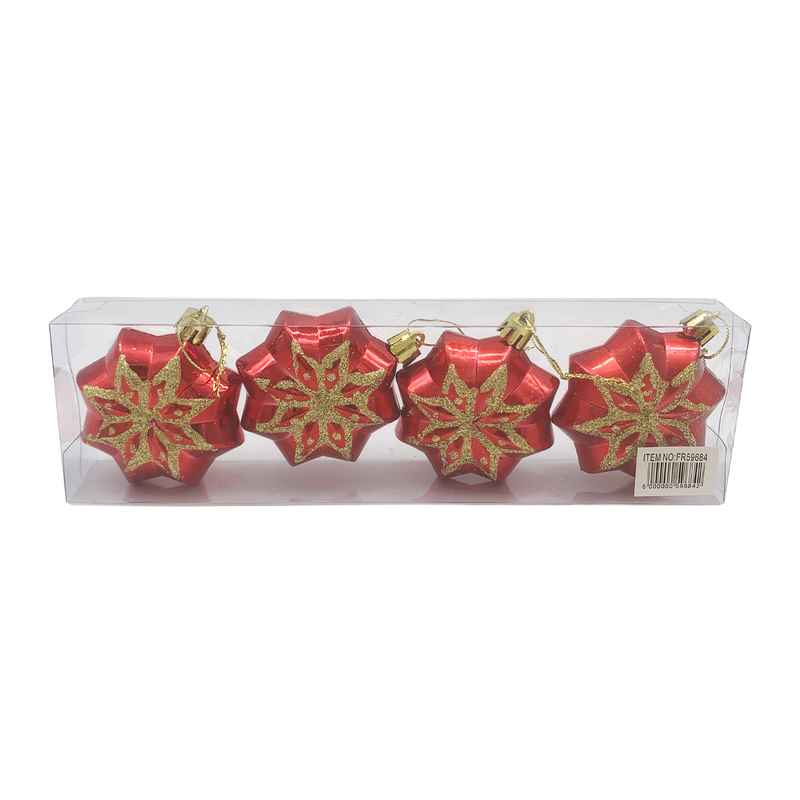 Adorno navideño estrellas x4 7cm, en caja