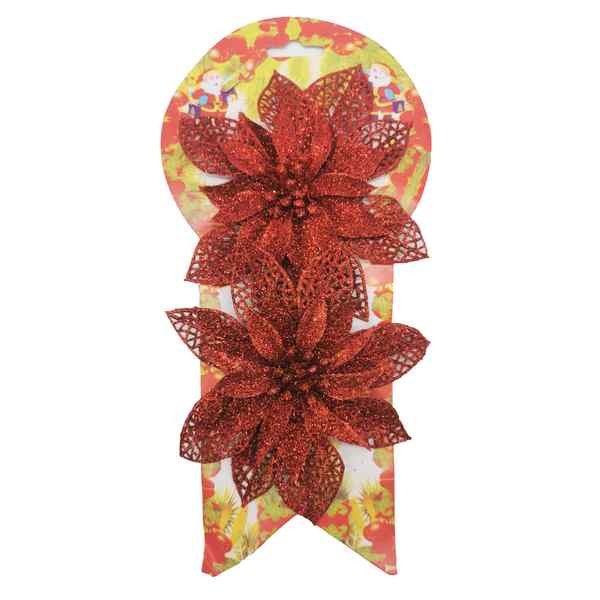 Adorno navideño flor, x2, en bolsa