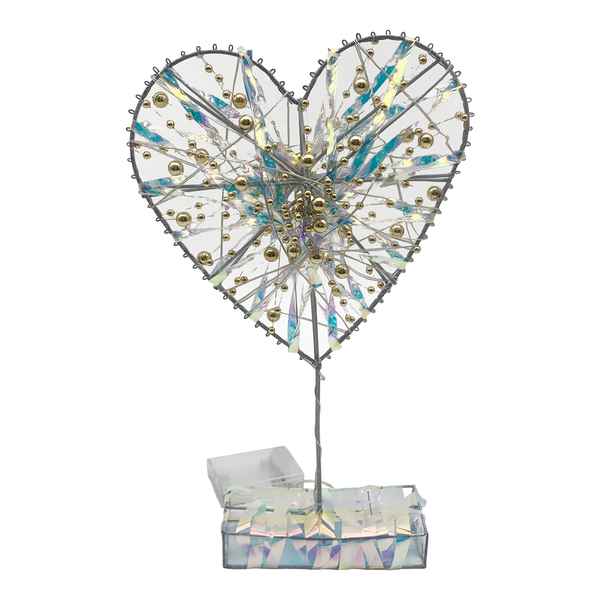 Adorno navideño para mesa corazón con luces, 3AA