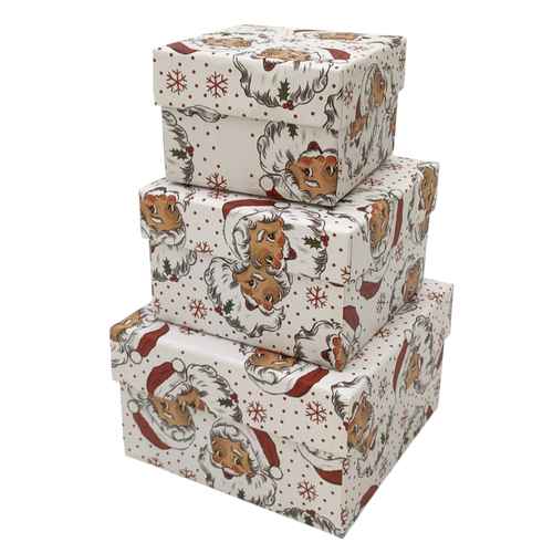 Cajas de regalo forradas, set x3, diseño Navidad