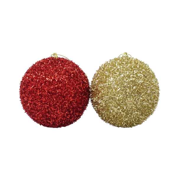 [HN0663] Bolas navideñas x2 10cm, con brillantina en caja de mica