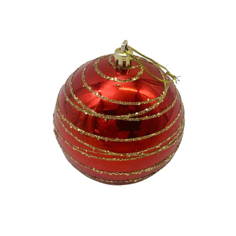 Bola navideña 8cm, con diseño, en bolsa