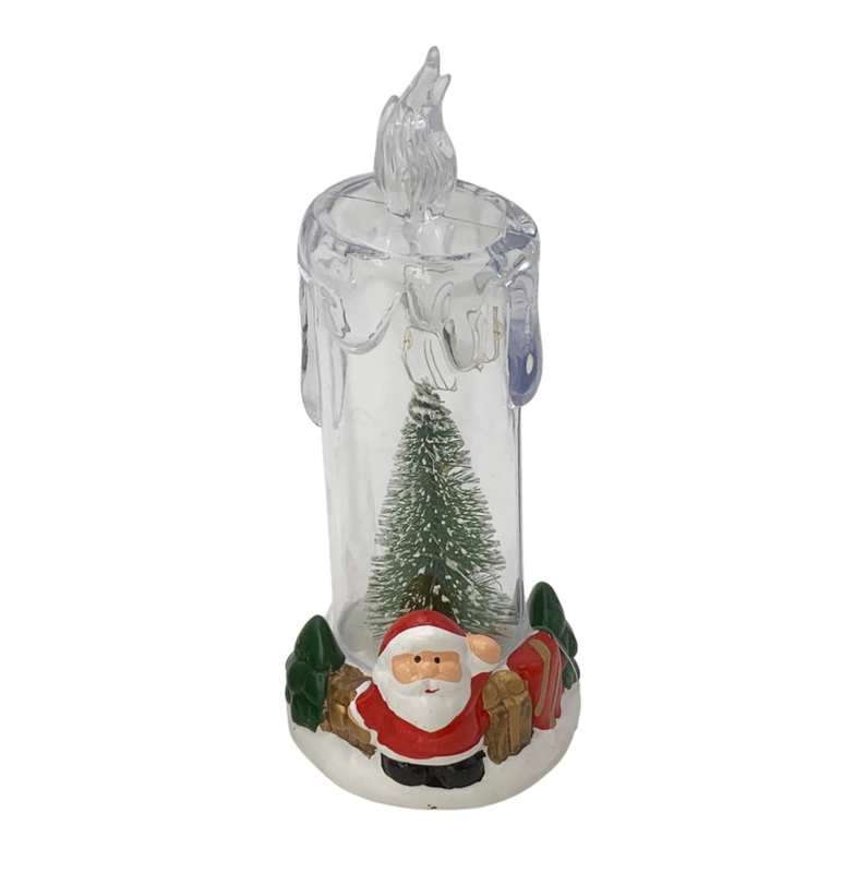Adorno árbol navideño para mesa, vela led, en caja 2 diseños