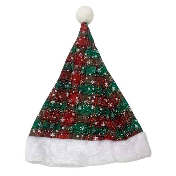 Gorro navideño de tela, diseño cuadrillé