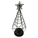 Adorno árbol navideño para mesa, de metal con luz, 3AAA en caja, 2 colores