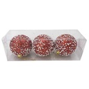 Bolas navideñas x3 8cm, con diseño, en caja, varios colores