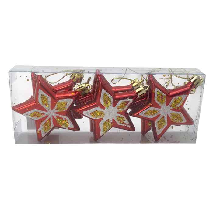 Adorno navideño estrella x6, en caja