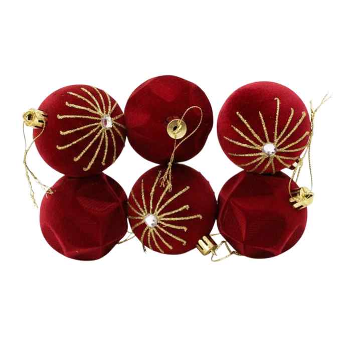 Bolas navideñas x6 6cm, textura símil terciopelo, en caja