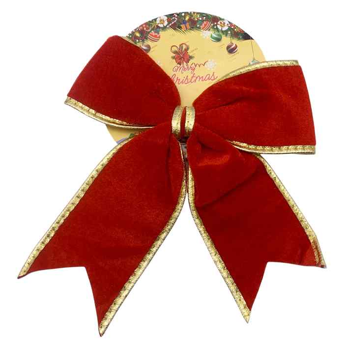 Adorno navideño moña, símil terciopelo, en cartón
