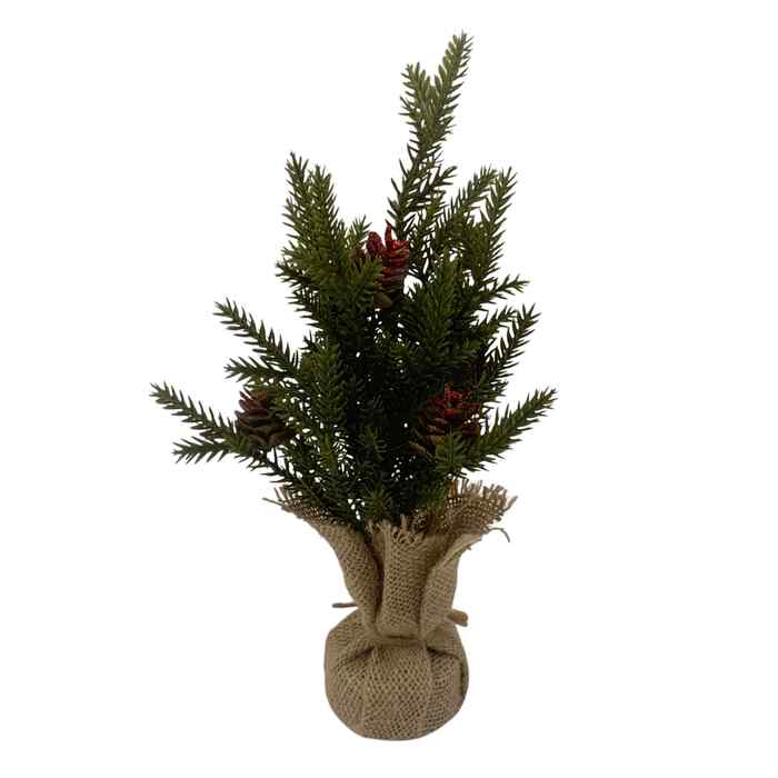 Adorno árbol navideño para mesa, con piñas