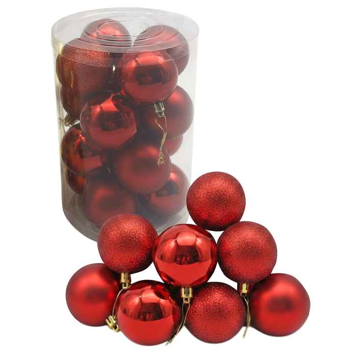 Bolas navideñas x16 6cm, 3 texturas en caja, varios colores