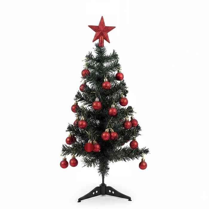 Arbol navideño, set de árbol 90cm, 24 bolas navideñas y puntero, en caja de mica