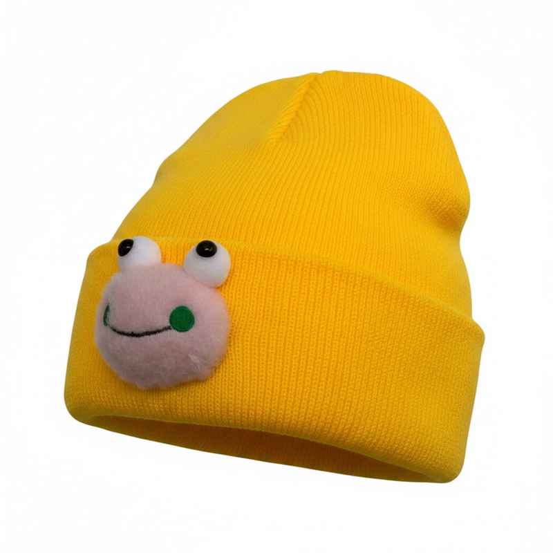 [HV1000] Gorro infantil, tejido, con aplique, varios colores