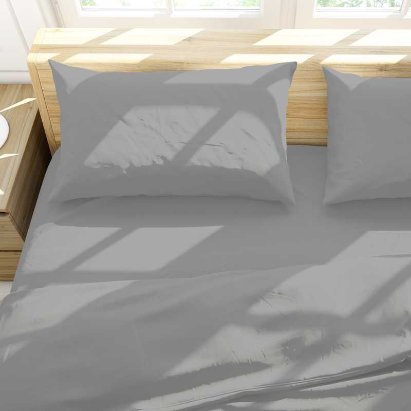 [HV1031GR] Sábanas 2 plazas Berlina GRIS, 140x190x25 200x220 50x75cm, set 4 piezas en poliester