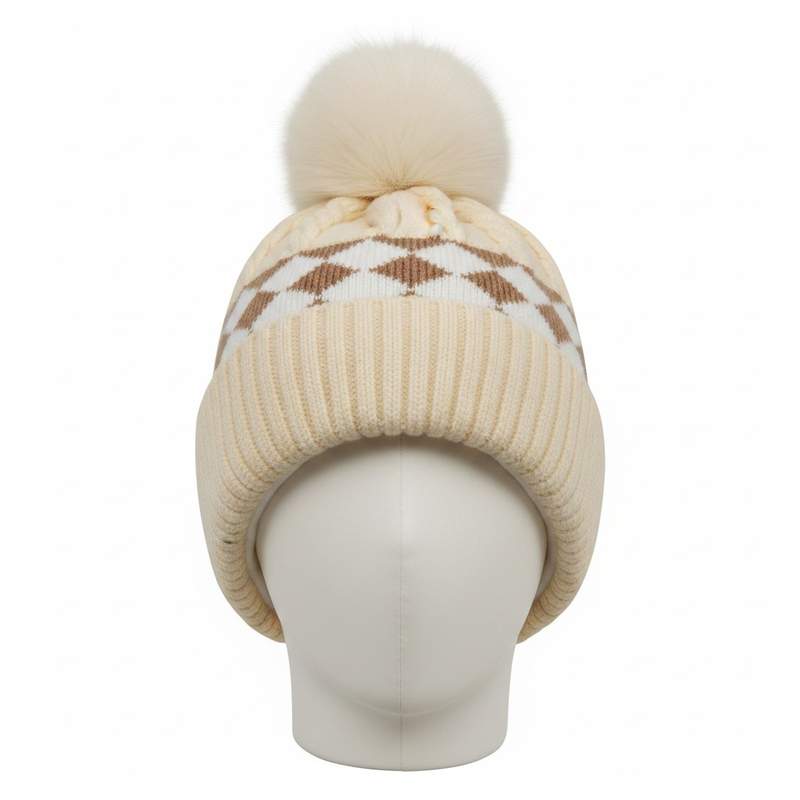 [HV1179] Gorro infantil, tejido forrado con pompón, varios colores