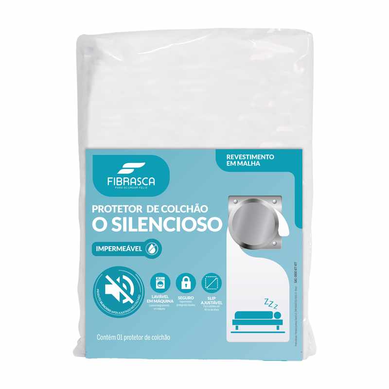 [HV1225A] Protector de colchón FIBRASCA, de poliéster, impermeable ajustable, 1 plaza, en bolsa