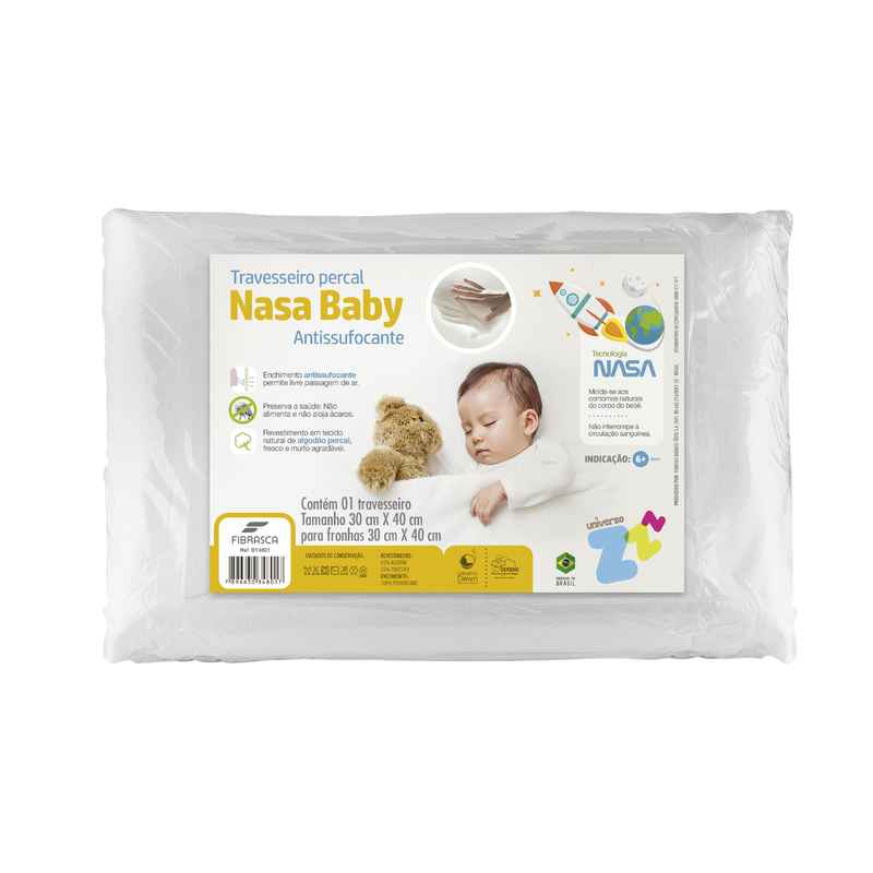 Almohada infantil anatómica FIBRASCA, viscoelástica antisofoco, en bolsa