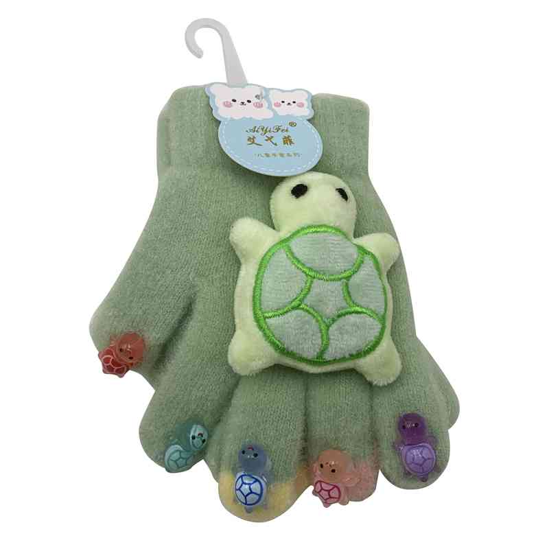 [HV1273] Guantes infantiles, con apliques de tortugas, varios colores