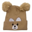 Gorro infantil, de poliéster, con pompones, varios colores