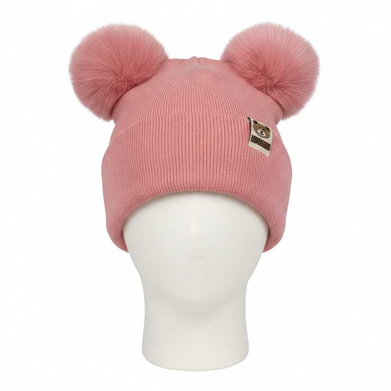 [HV1296] Gorro infantil, de poliéster, con pompones, varios colores