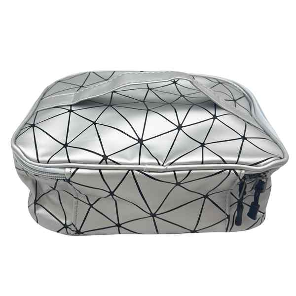 Neceser de PU con cierre, asa y bolsillo interior, 2 colores