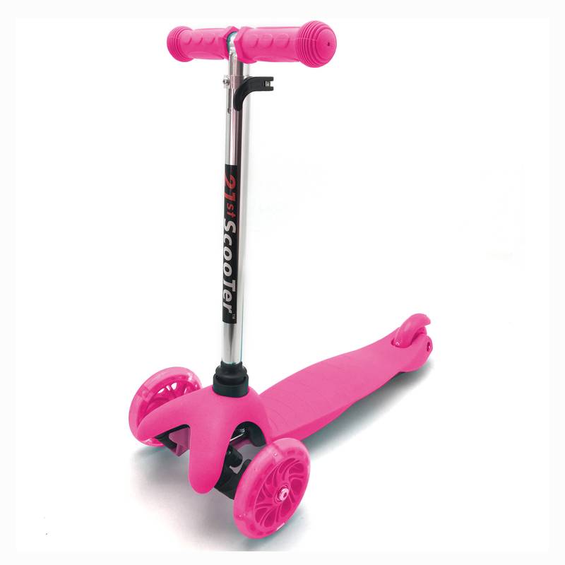 Tripatín ruedas delanteras con luz, ROSADO en caja