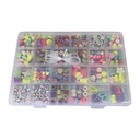 Cuentas para armar pulseras y collares, en caja de plástico