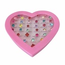 Anillos de metal x36, en caja corazón