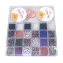 Cuentas para armar pulseras y collares, con accesorios en caja de plástico