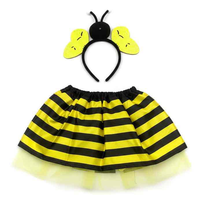 Disfraz pollera, con tiara abeja