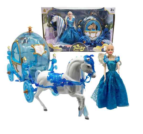 [JA2526] Caballo y carruaje con muñeca, en caja