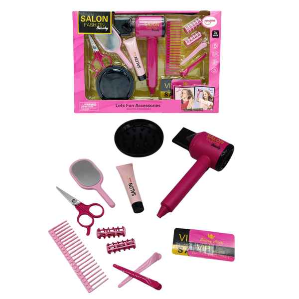 [JA2542] Set de belleza 13 piezas, secador con sonido, 2AA con accesorios, en caja
