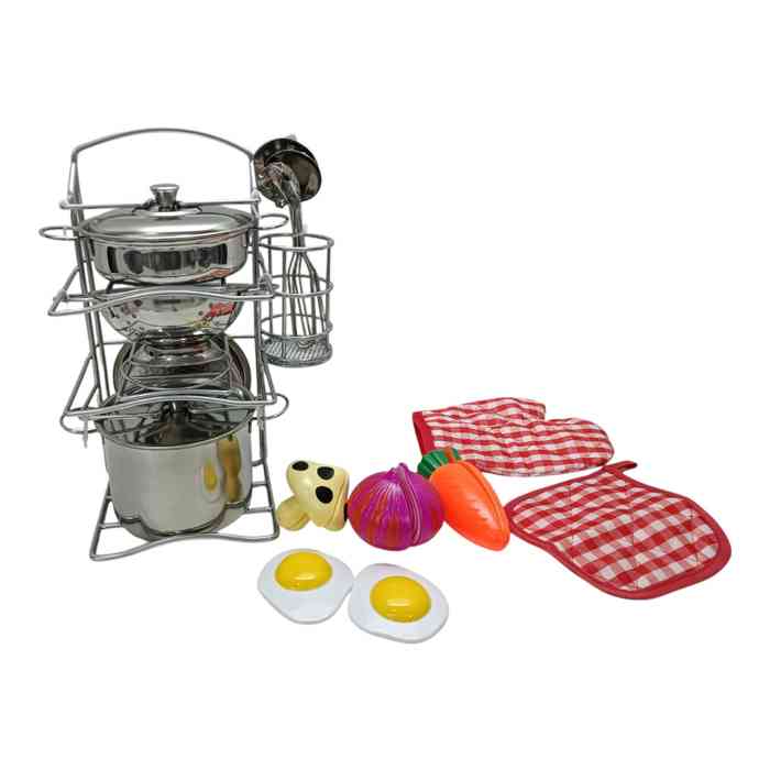 [JA2605] Set de cocina, 18 piezas de metal, con organizador, en blister