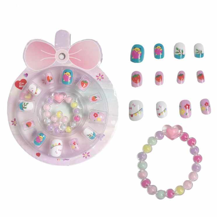 Set de belleza, uñas postizas, con pulsera, en estuche de plástico